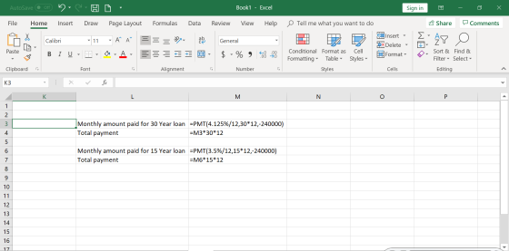 AutoSave © of HO- Book1 - Excel Sign in - o X File Home Insert Draw Page Layout Formulas Data Review View Help O Tell me what