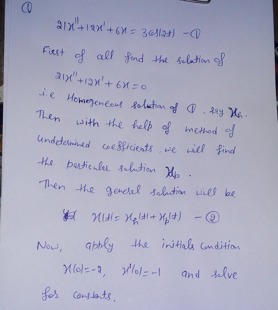 212 + 12x+61 = 30$/at) - First of all find the solution of 212+24 + 611 50 1. Homogeneous solution of say th. Then with th