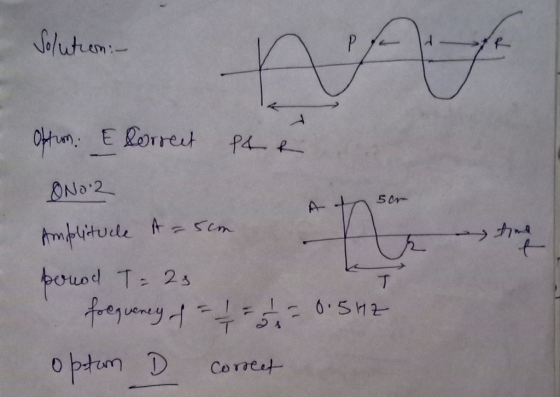 Solution: - nat Ofton & Borrect PLR ON02 50 A-5cm Amplitude poud To 23 h time T foequency of = 1 = 1 / 2 0.5Hz optum D Correc