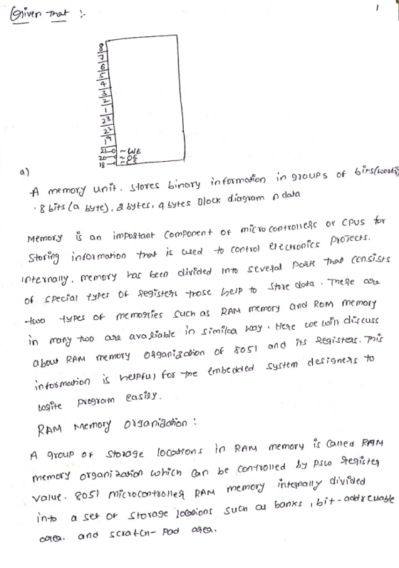 Given that : ब्बालापानलग-AT- A memory unit stores binary information .8 bits [a byte), a byter, a bytes Block diagram in grou