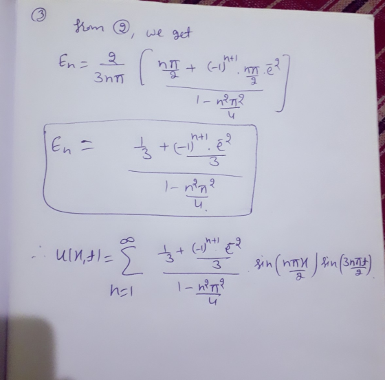 ③ from @ we get En + ch.me InnP 721 n+ .: unt=5 hat ² + ( - nom sin (max) sin (not)