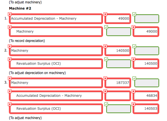 (To adjust machinery) Machine #2 1. Accumulated Depreciation - Machinery 49000 Machinery 49000 (To record depreciation) Machi