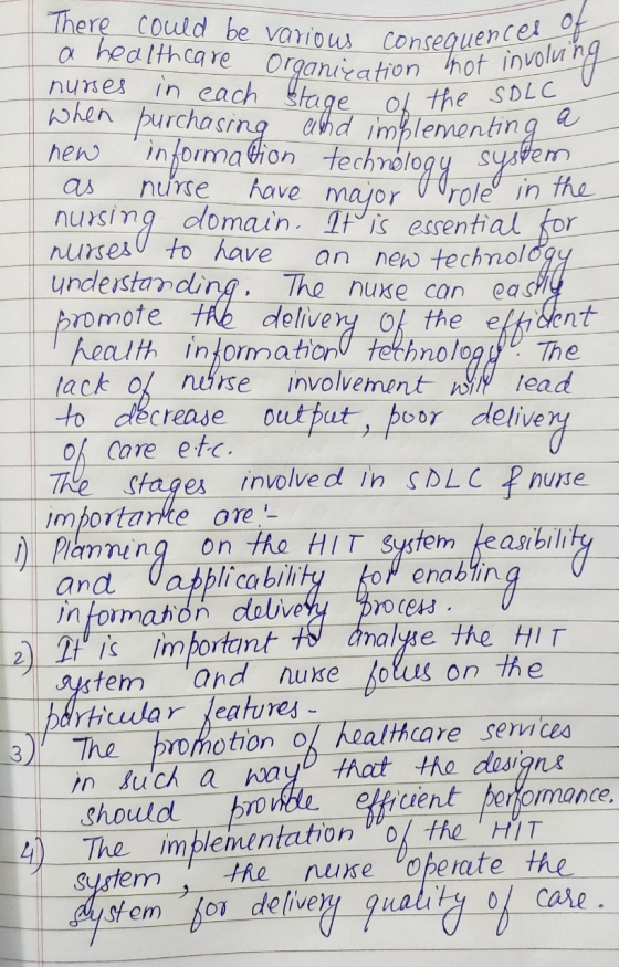 s consequences of Yation not involving e SDLC a ing There could be various a healthcare consequent Organization nurses mot in