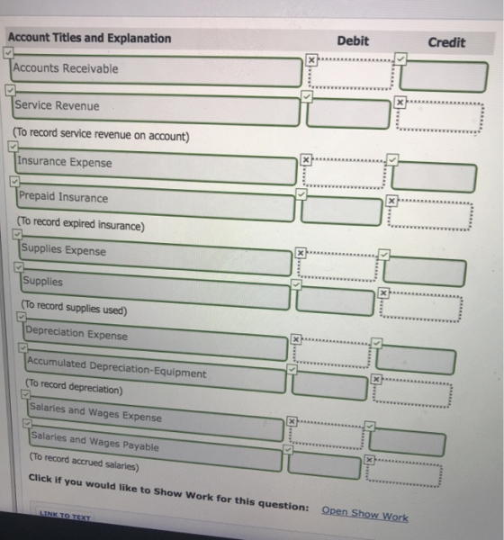 Account Titles and Explanation Debit Credit Accounts Receivable Service Revenue (To record service revenue on account) Insura