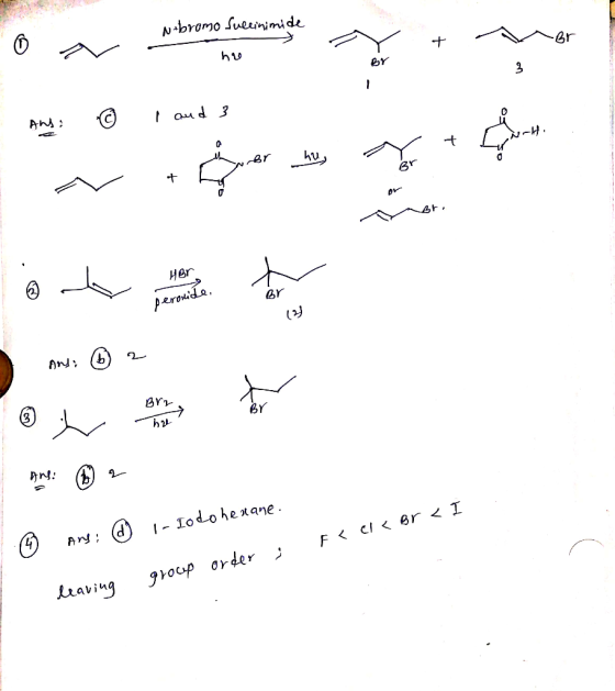 Nbromo Sueinimide Gr AWs aud 3 hu. Br Иer perouia BY ha n: I- Iodohexane F CI Br < I эrоср отder Laving