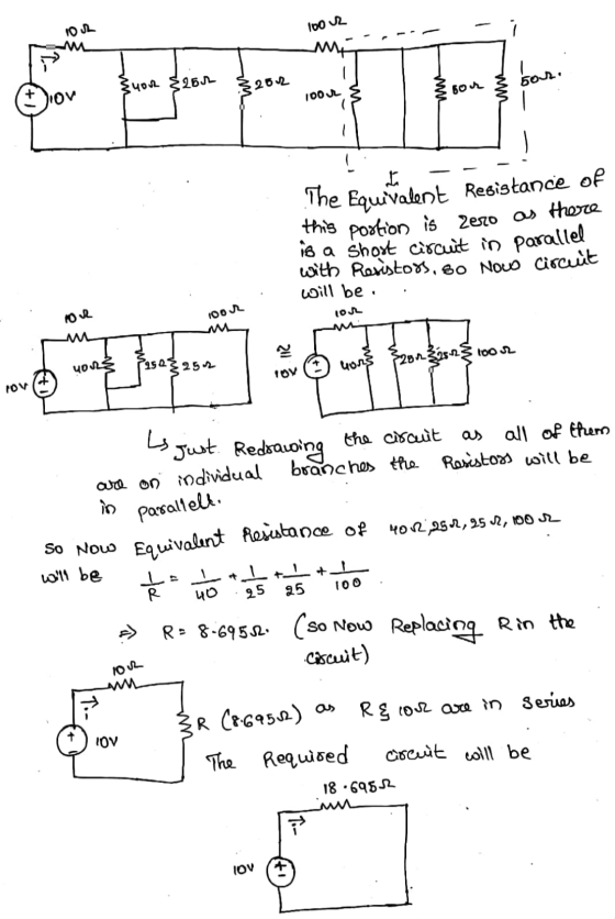 100 uz ī sou 50 The Equivalent Resistance of MA uor $250 ov $2502 La 1000 Zero as there this portion is is a short circuit in