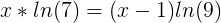 \large x*ln(7)= (x-1)ln(9)