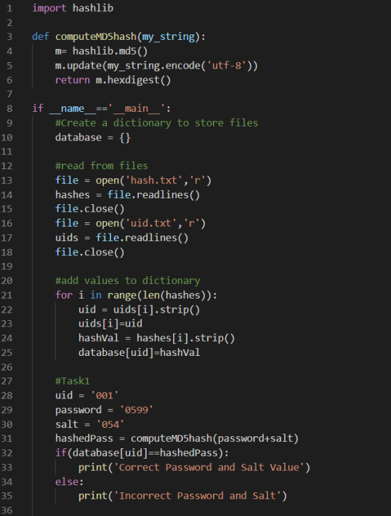 import hashlib def computeMD5hash(my_string): m= hashlib.md5() m.update(my_string.encode(utf-8)); return m.hexdigest() 5 6