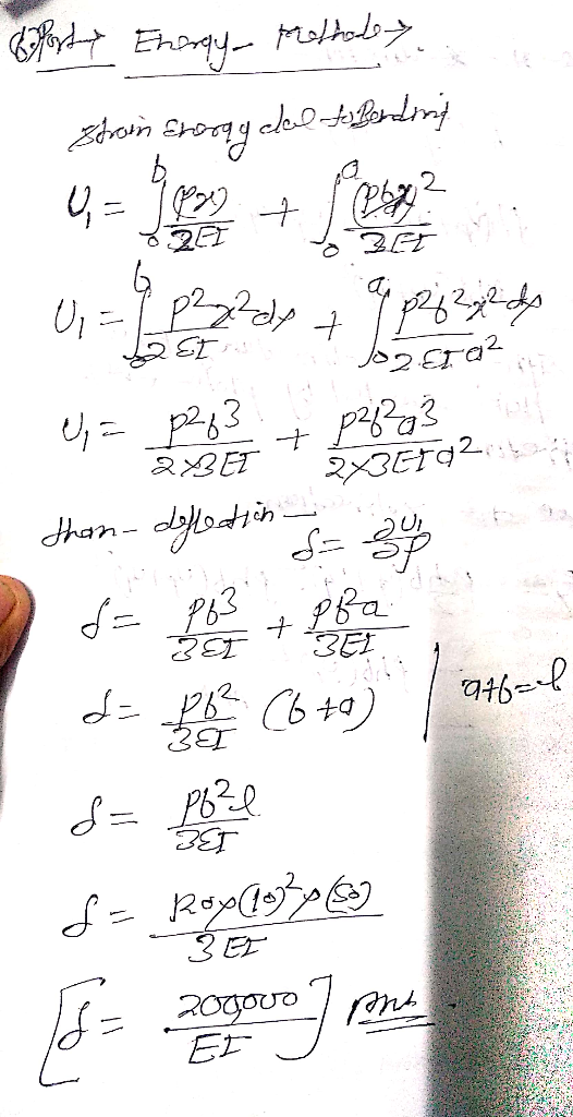 forty Energy Prethode Eirom Eroay chob tolerdont then- deflection sa gure f = 163 + pea d= 26 Cb to) atb=l odect =p C