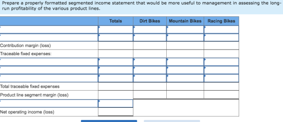 Prepare a properly formatted segmented income statement that would be more useful to management in assessing the long- run pr