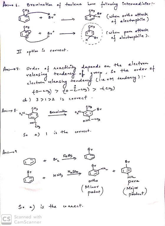 Answed. Bromination of toulene have following intermediatert CH3 + Br en CH3 13 (when ortho attack of electrophile) (when pa
