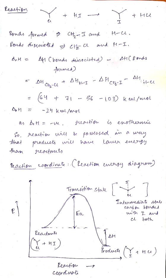 Reaction Y + HI - Y the Bonds formed . City I and tree. Bonds dissociated eit a and H.I. BnH = AM (bonds dissociated) - DHC B