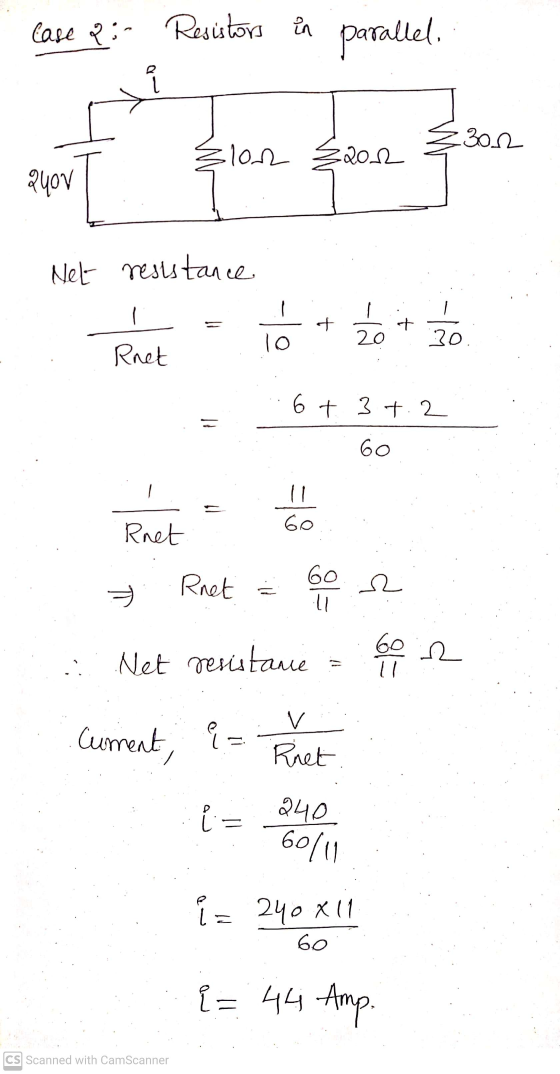 case 2: Resistors in parallel. 300 Slor Zaor 24ov Net resistance - = + t 10 20 30 Rnet 6 + 3+.2 60 il Go Rret Go Rnet 2 11 60