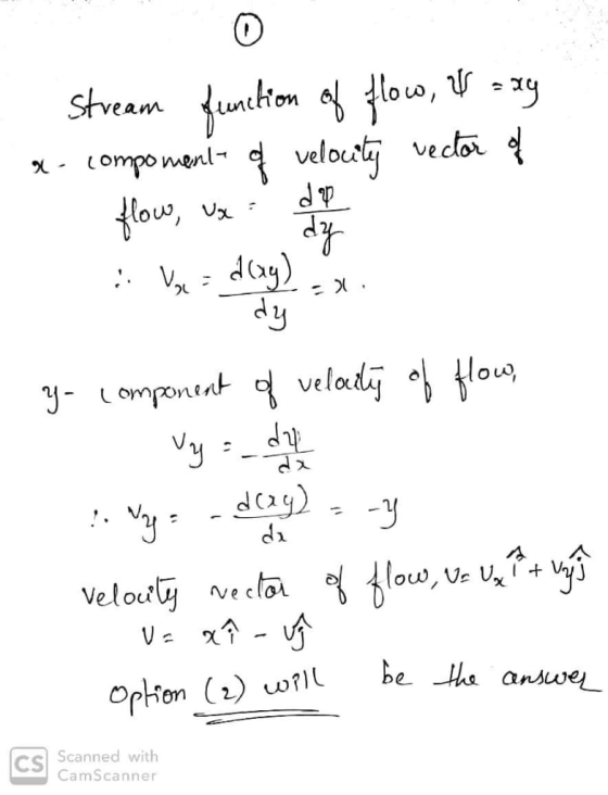 0 stream function of flow, V = xy x- component of velouty vector of flow, ux = day) dop dy dy . dx Yo component of veloily of