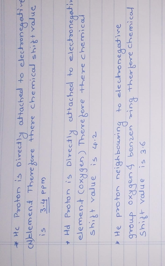 He Proten is Direct)y attached to electronegative CHElement Thereere ere chemi cal shittralue 3.4 PPM Hd Proton is Directly c