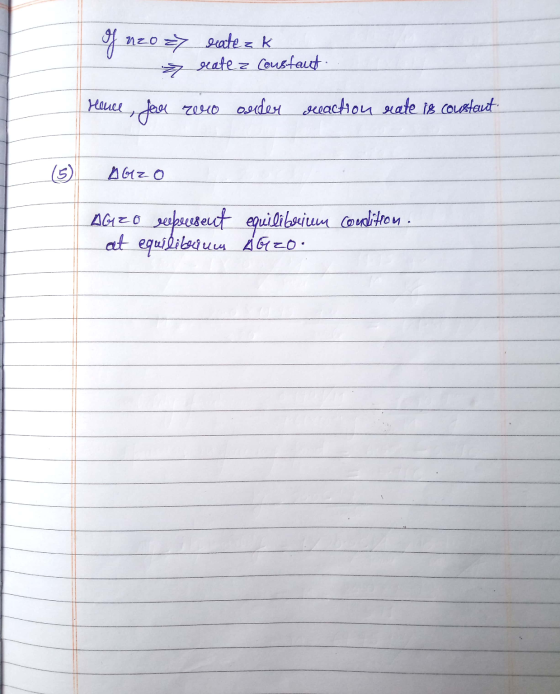 o 7 ratez k rate Constant. auce, for zero onder reaction rate is constant (5) AGIZO AGzo refusent at equilibrium equilibrium