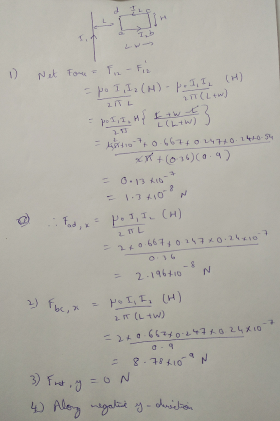 1) Net Foru = T12- Fiz - No I, I ₂ (H)- po I, IĮ (H) 21TL 2IT(L tw) = 44+10 7+0.667+0.24740.2420.54 LY (636)( ) = 0.13*10-7 =