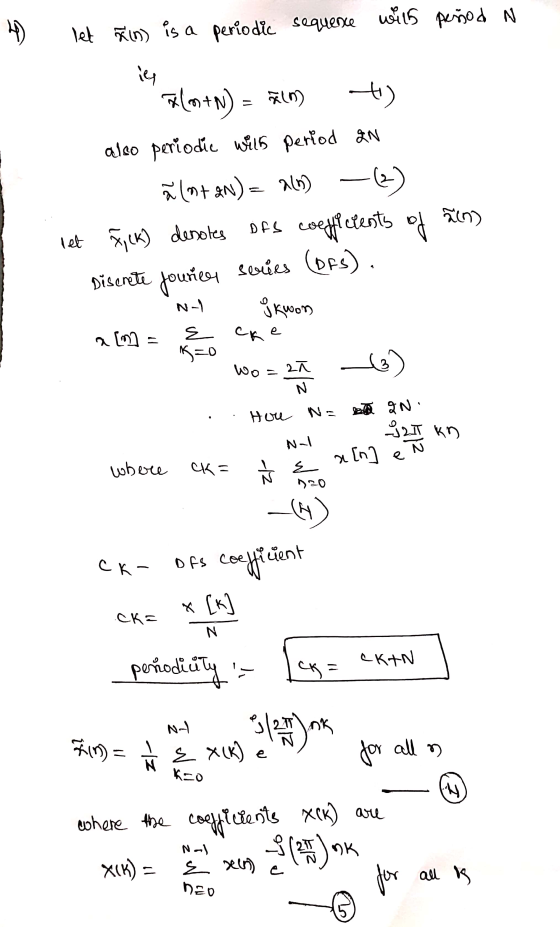 44 let aim is a periodic sequence with peñod n Alm+N) = alo) +) also periodic will period an w laten) = alm) (2) let Fick) de