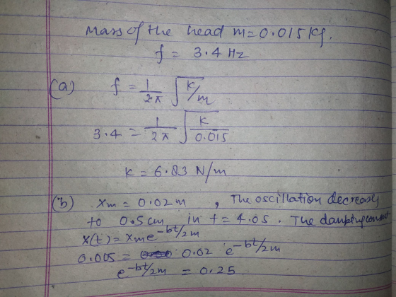 mars of the head M2 0 01 a) E IL 6.83 N/m