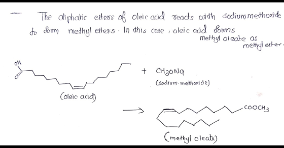 The oli hatic etes of oleic oid eads uadh Sadium medhond do doom medhgl etezs In dhis cate oleic od ms methyl ol eote as OA C