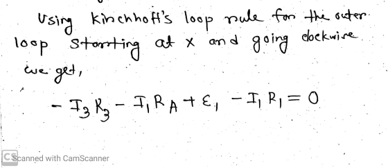 using kinschhofts loop nule for the outer. clockwire loop stan rting at x and going we get, I RATE, Iz R₂ I, R,= O CScanned