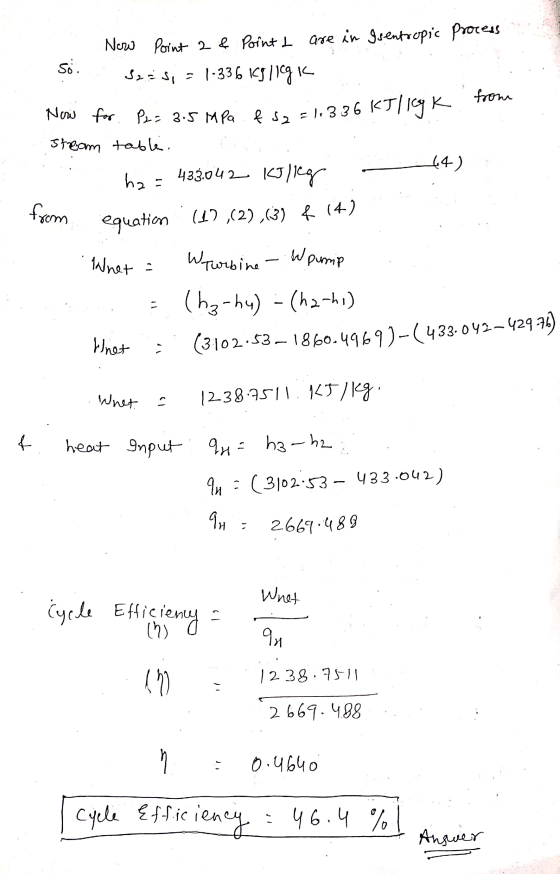 sö New for P2=3.5 MPa & se=1.336 New Point 2 & Point I are in Isentropic process Sess, = 1.336 15/1671 from KT ligK stream ta