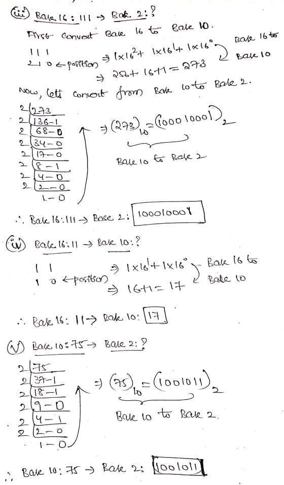 a) Base. 16: 111 > Bak 2: ? first convert Ban 16 to 111 Bate to. Base 16 to Z o politan 5 1x1624 1x18+ 1x16ºn * 25tt.1641=27