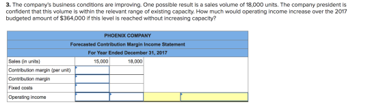 3. The companys business conditions are improving. One possible result is a sales volume of 18,000 units. The company presid