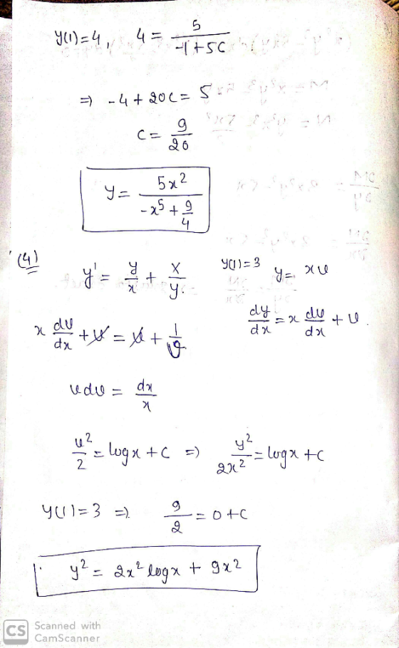 Y()=4 , 4 = 145chure = -4+20C = Sun 90-3 y=au clo 4U cu de se ale tu. da menye= x +inte da udo = le lugn + C 3) e lugar te 40