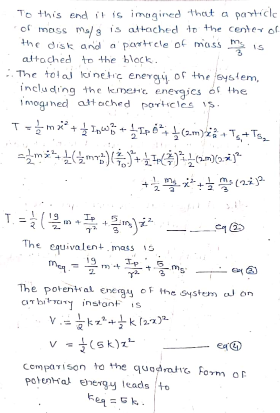Is 3 To this end it is imogired that a particle of mass ms/ 3 is attached to the center of the disk and a particle of mass my