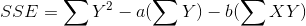 SSE=\sum Y^{2}-a(\sum Y)-b(\sum XY)