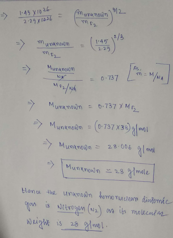 712 = unknown 1.458 1026 2:29x1026 2/3 => murknown = (1:451999 unknown 1.45 2.29 mer Munknown As - = 0.737 / m = M/N. MF2/NA