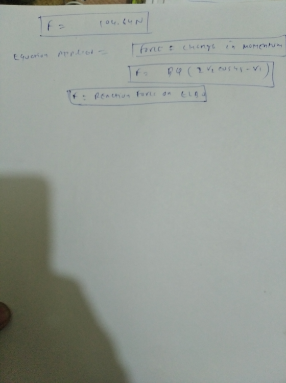 Tra 100.hun Fort & meliol - Equation Change in momentum r2 Bu 2 Vecusas-vi It Reaction force on Elno