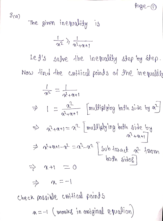 Page - 319) The given inequality is 1 1 s mnt n24041 Le fly solve the inequality step by step Now find the critical points of
