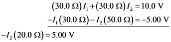 (30.0 S)+(30.0 n)/, = 10.0 V
-1,(30.0 )-2(50.0 S2)=-5.00 V
-12 (20.0 )5.00 V