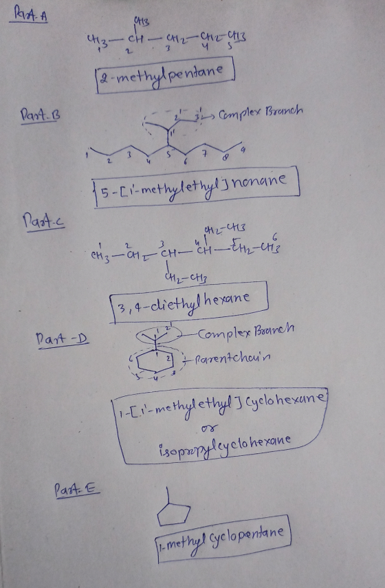 Pasta 4113 Hz- CH - CH₂ CH2-CH3 y S1 3 31 12-methylpentane) Part. B 3 Complex Branch 15-[i-methylethyl) nonane part.c CH2-CH