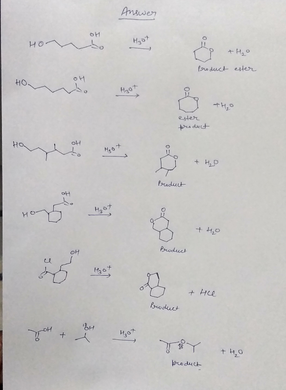 Answer Product ester HO. HOOT LI +420 ester product & HO Product Ho- + H₂O OH Product Hot thee Product 20 X product