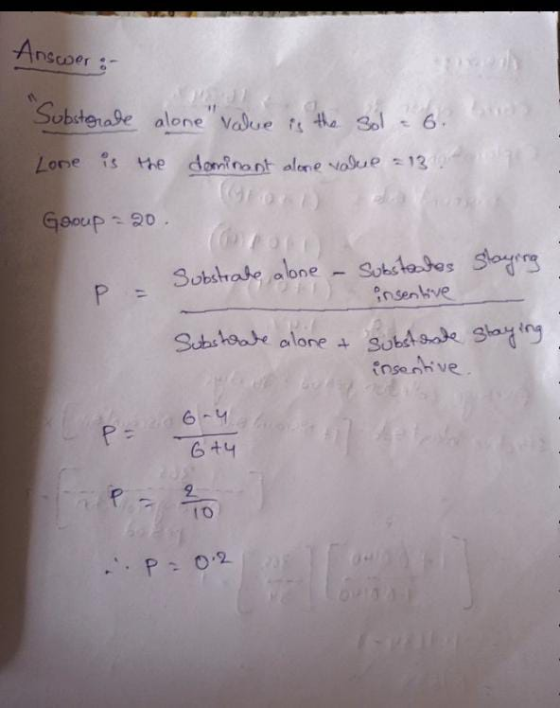 Answer: Substgrade alone value is the sol = 6. Lone is the dominant alone value 213 CORO Group - 20 staying Substrate alone