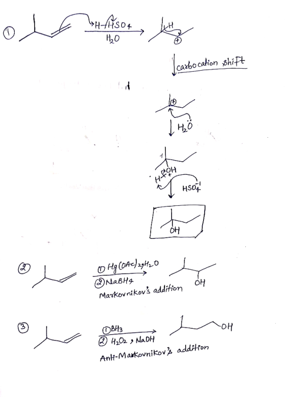 old faison e Icarbocation shift H-fot 7 Hool Hg (0Ac)29H20 L OH 9 NaBte? Markov nikovs addition O le ole ole ОВНЗ lon 2 H₂O2