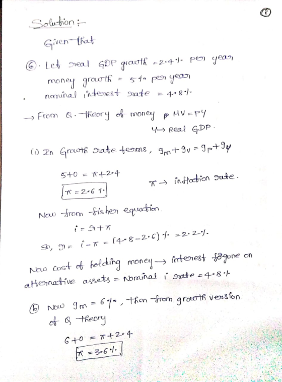 Solu-hion Given that tenest gate 4.81- mon e 4Real GDP Ntuo costof holding money → fntenest fagone on New Im