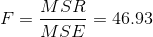F=\frac{MSR}{MSE}=46.93