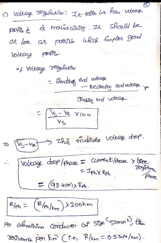 c) voltage regulation. It tells us how voltage profile to is mount clining. It should be as lear as possible which implies go