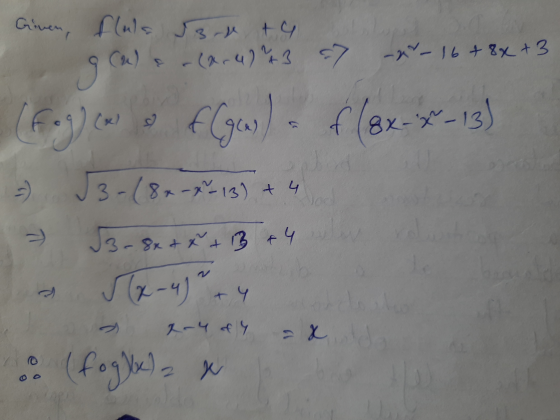 Given, fuls Torete (c) & (ar) 4 3 7 -- 16+ 8x + 3 gu ♡ (fog) cw f(gens) = f (8x-2-13) √3-(8x-4-13) + 4 - 3-8x + x + 3 + 4 a +