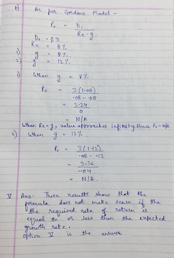 per Godons Model - DI Re- Do Re 3 121 han 3(1.08) 0&-08 3.24 O N/A When Reag, walue approaihes intihity Hene Po- NA 121. When