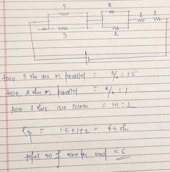 8 R 1 1 Wo W МА 2 3 % = 15 too 8 ohm are in parallel too, & shu in parally . folus too E HI-2 are series 4.s ohn 5 1.5 t 172
