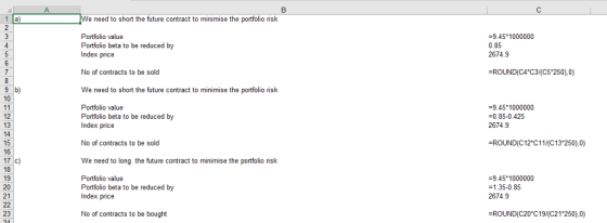 e need to short the future contract to minimise the portfolio risk Portfolio value Portfolio beta to be reduced by Index pric
