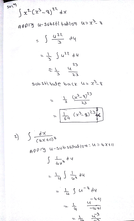 soin J x²(x²_8; 22 dx ADDIY u-substitution u=x²_o sue du - - Ju?? ач substitute back u= x² 8 do1 2) s az a (480 +114 ADDIY u-