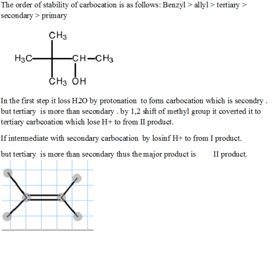 The order of stability of carbocation is as follows: Benzyl> allyl>tertiary> secondary >primary CH3 H3CCH-CH3 CH3 OH In the f