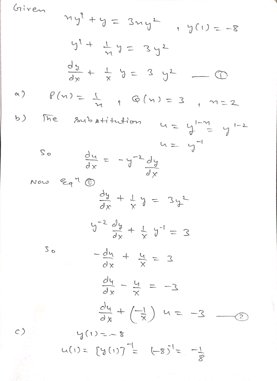 Giren му +9 = 3му- 19(с) - - 8 91 + T 9 = 392 dy dx f 9 = 3 з 9- Х о Р (м) - 1 (м) = 3 с- - 2 (ч The substitution uz T-M y 91