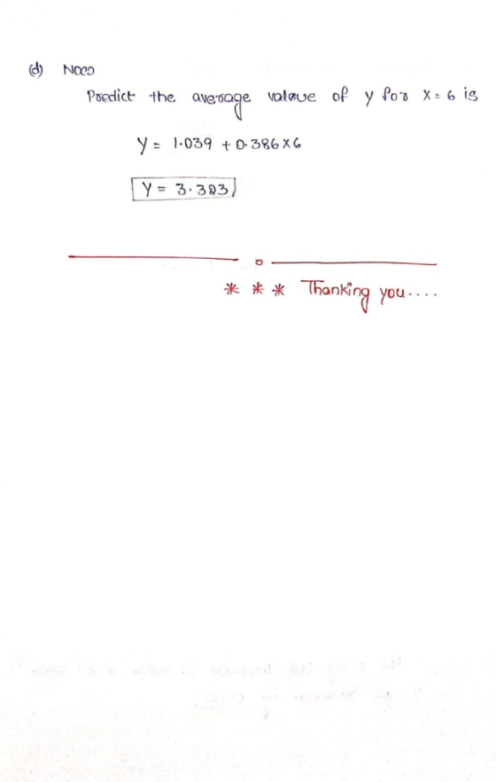 (d) NOeo of y Po X - 6 is Poedict the e valave Y 3.393 anking you